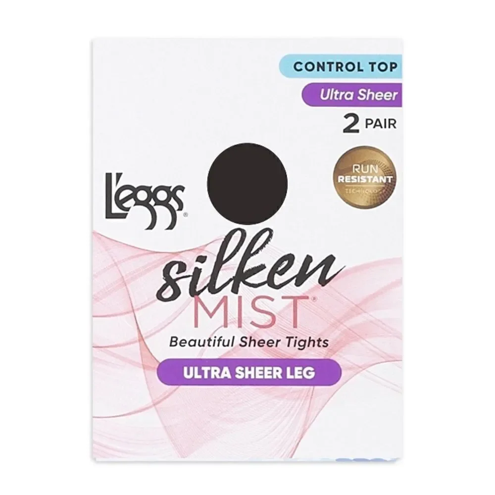 Silken Mist Ultra Sheer Leg Control Top Run Resistant Sheer Toe Pantyhose Size B